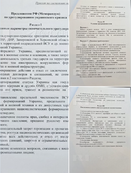 НАЦИОНАЛ ЕКСКЛУЗИВНО Еве што содржи рускиот меморандум за мир со Украина