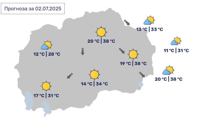 ВРЕМЕТО ДЕНЕС Умерена облачност, пријатен ветер
