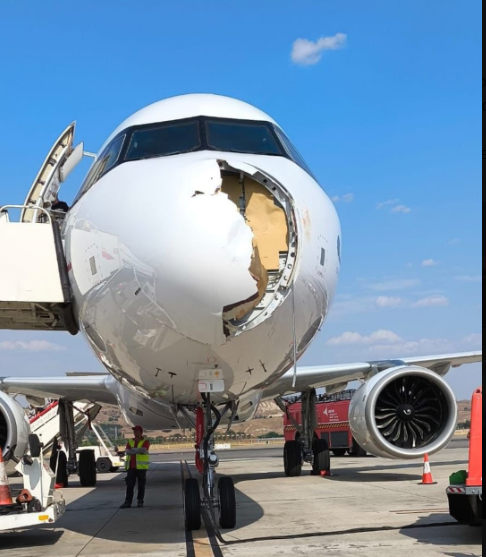 ШОК СЦЕНИ НА ЛЕТОТ Птица го разнесе носот на авионот, патниците во паника ШОК СЦЕНИ НА ЛЕТОТ Птица го разнесе носот на авионот, патниците во паника