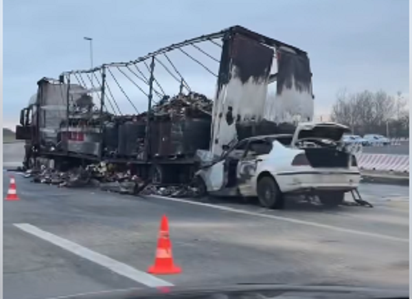 ТЕШКА СООБРАЌАЈНА НЕСРЕЌА – Изгореа БМВ и камион