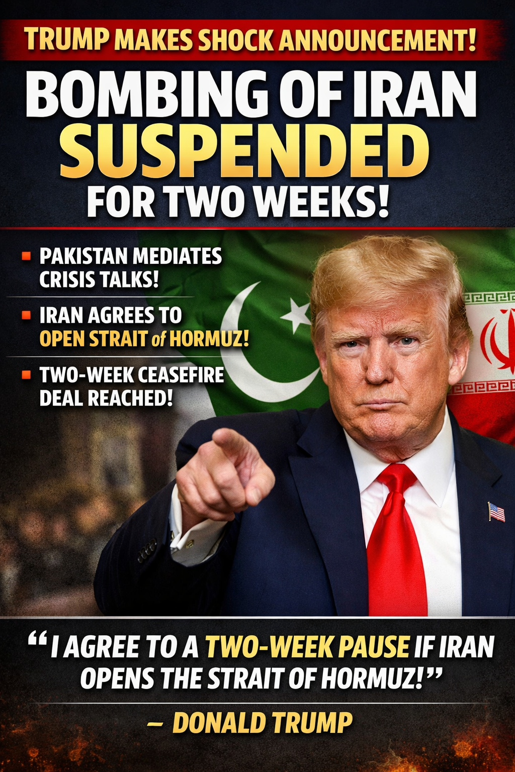 ДРАМАТИЧНО ОБРАЌАЊЕ НА ТРАМП – Нови две недели мир со Иран под една услов