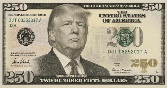 ПРОТЕЧЕ ИНФОРМАЦИЈА Се подготвува банкнота од 250 долари со лик на Доналд Трамп