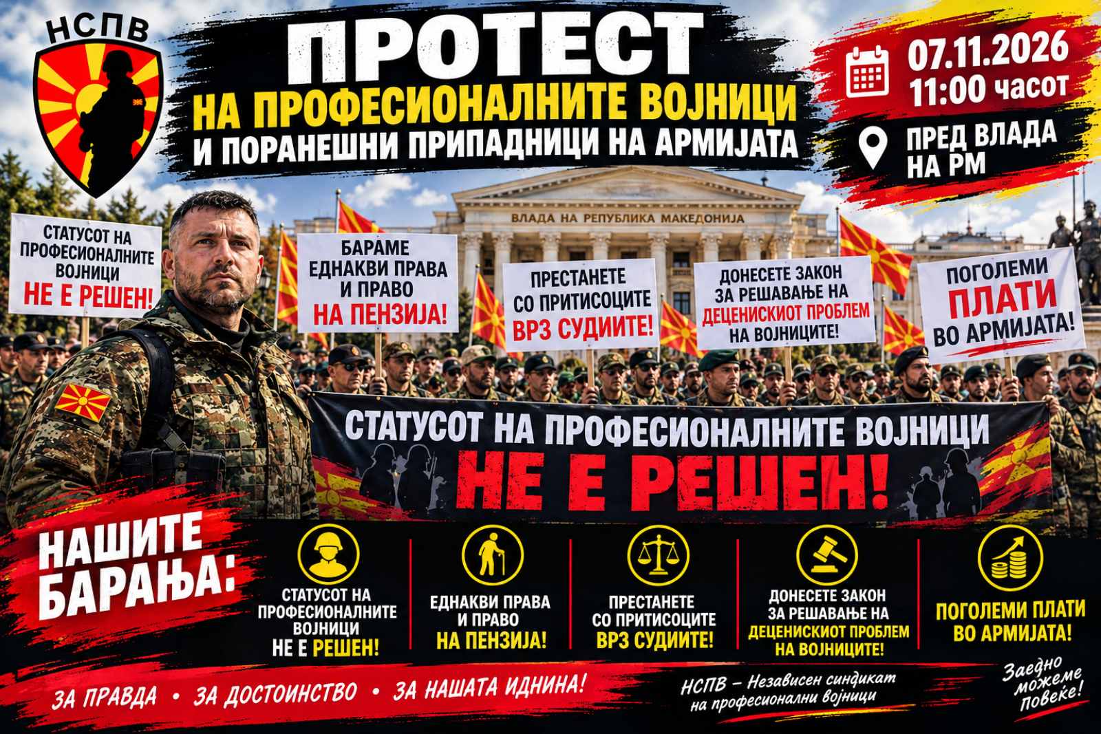 КЛАСИЧНА ЛАГА И МАНИПУЛАЦИЈА Обвинувања до Мисајловски за платите и статусот на професионалните војници, најавен протест на 7 ноември КЛАСИЧНА ЛАГА И МАНИПУЛАЦИЈА Обвинувања до Мисајловски за платите и статусот на професионалните војници, најавен протест на 7 ноември