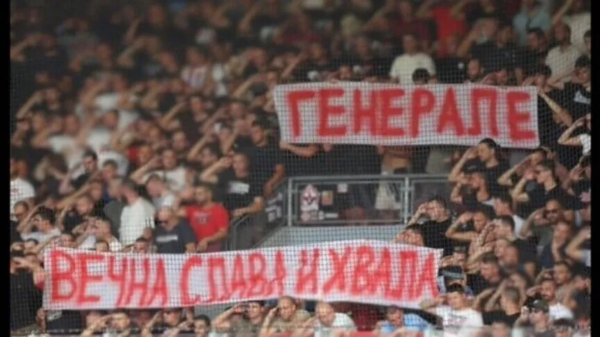 ТРАНСПАРЕНТ ЗА МЛАДИЌ, ПОЛИТИЧКИ ПОРАКИ И ПИРОТЕХНИКА – УЕФА со нов казни за Србија ТРАНСПАРЕНТ ЗА МЛАДИЌ, ПОЛИТИЧКИ ПОРАКИ И ПИРОТЕХНИКА – УЕФА со нов казни за Србија